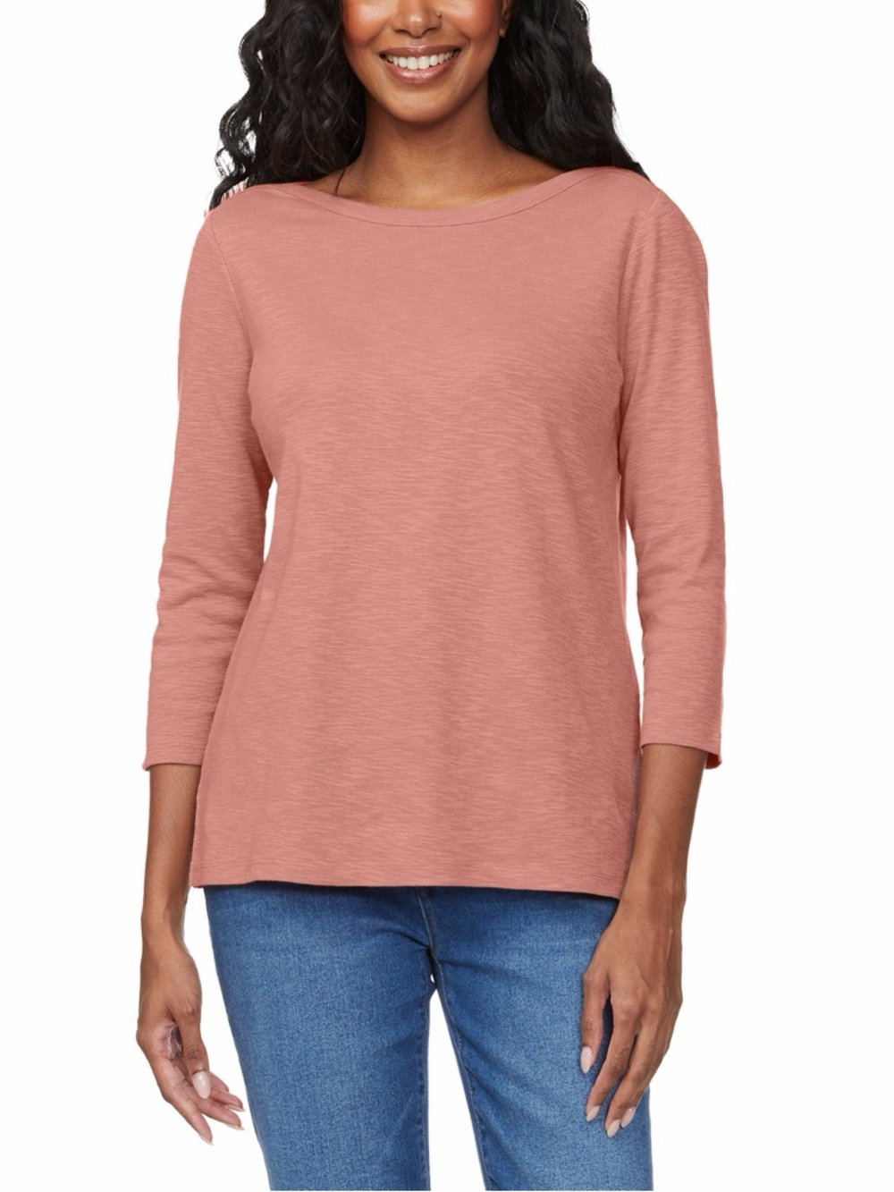 Kirkland Signature Dusty Rose Boatneck 3/4 Sleeve Top